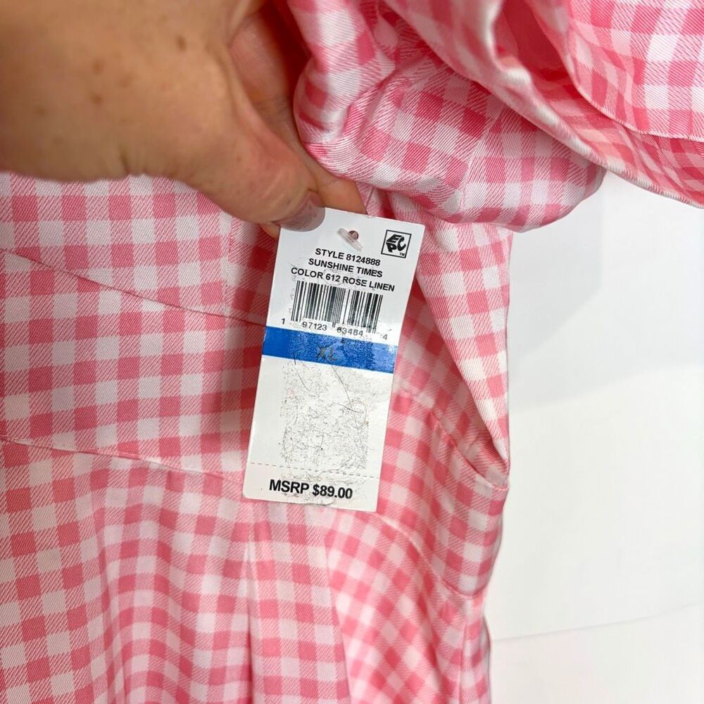 NWT 1.state Sunshine Times Mini Dress Womens XL Rose Pink Gingham Puff Sleeve - Picture 11 of 14